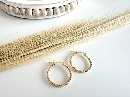 Gold Bead Hoops