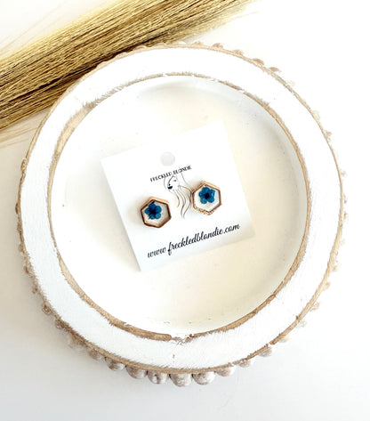 Blue Forget me Not studs