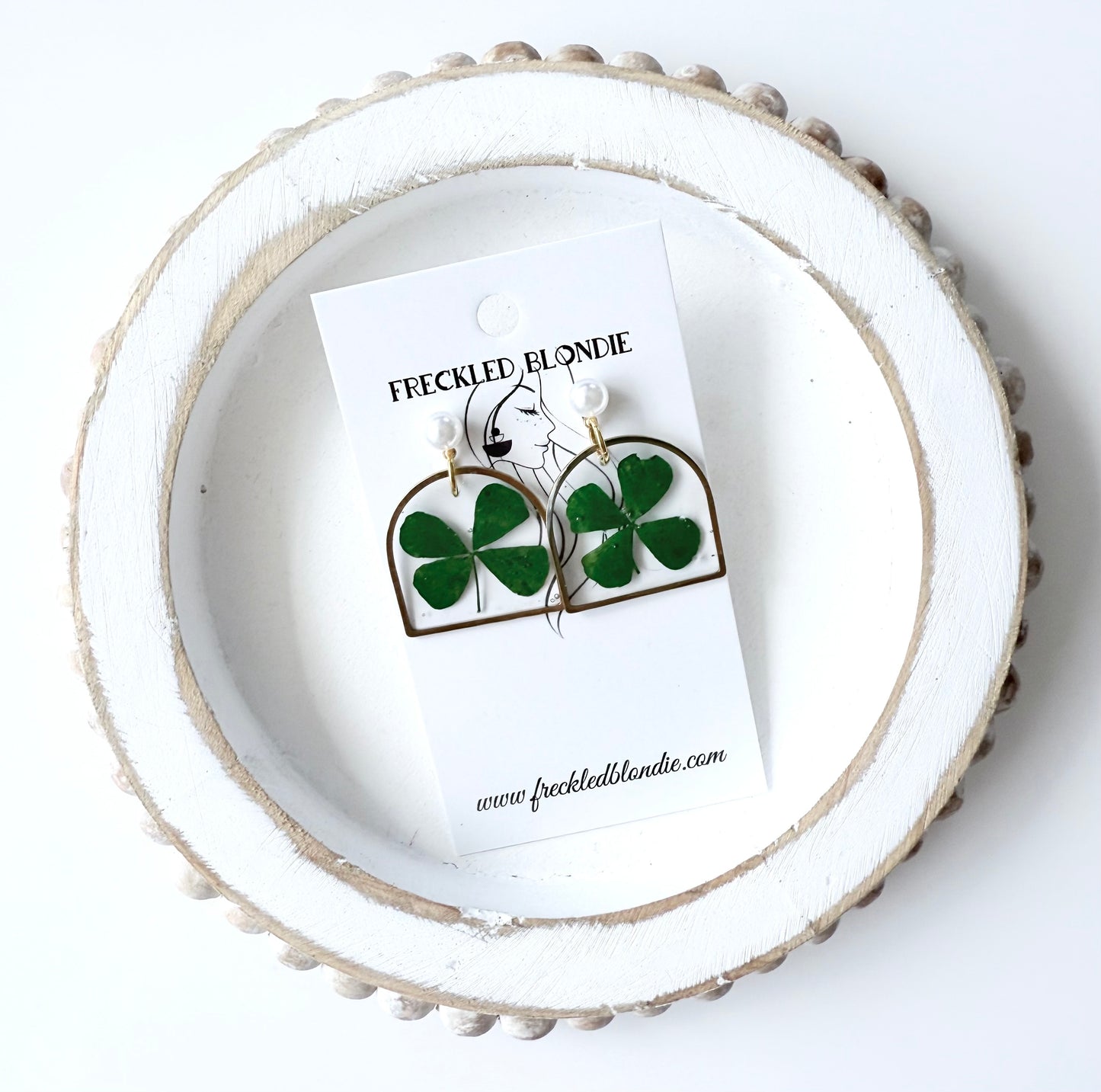 Real Four Leaf Clover Dangles