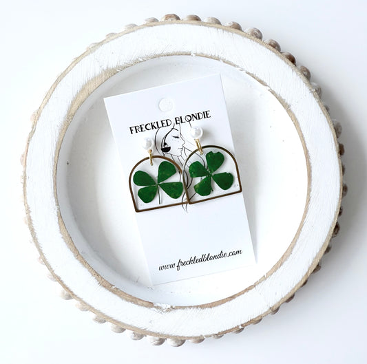 Real Four Leaf Clover Dangles