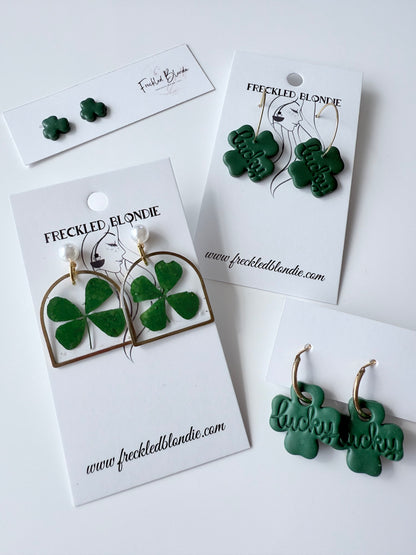 Real Four Leaf Clover Dangles