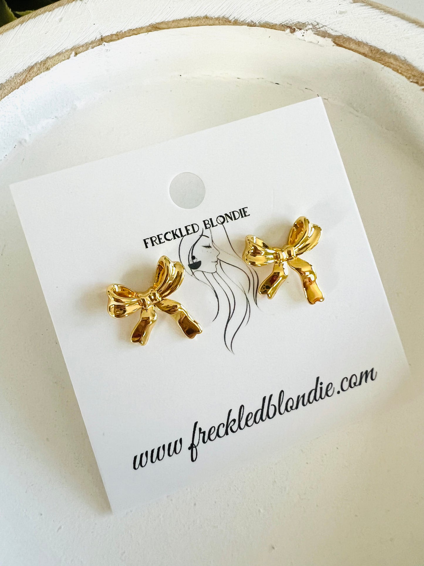 Golden Bow Stud Earrings