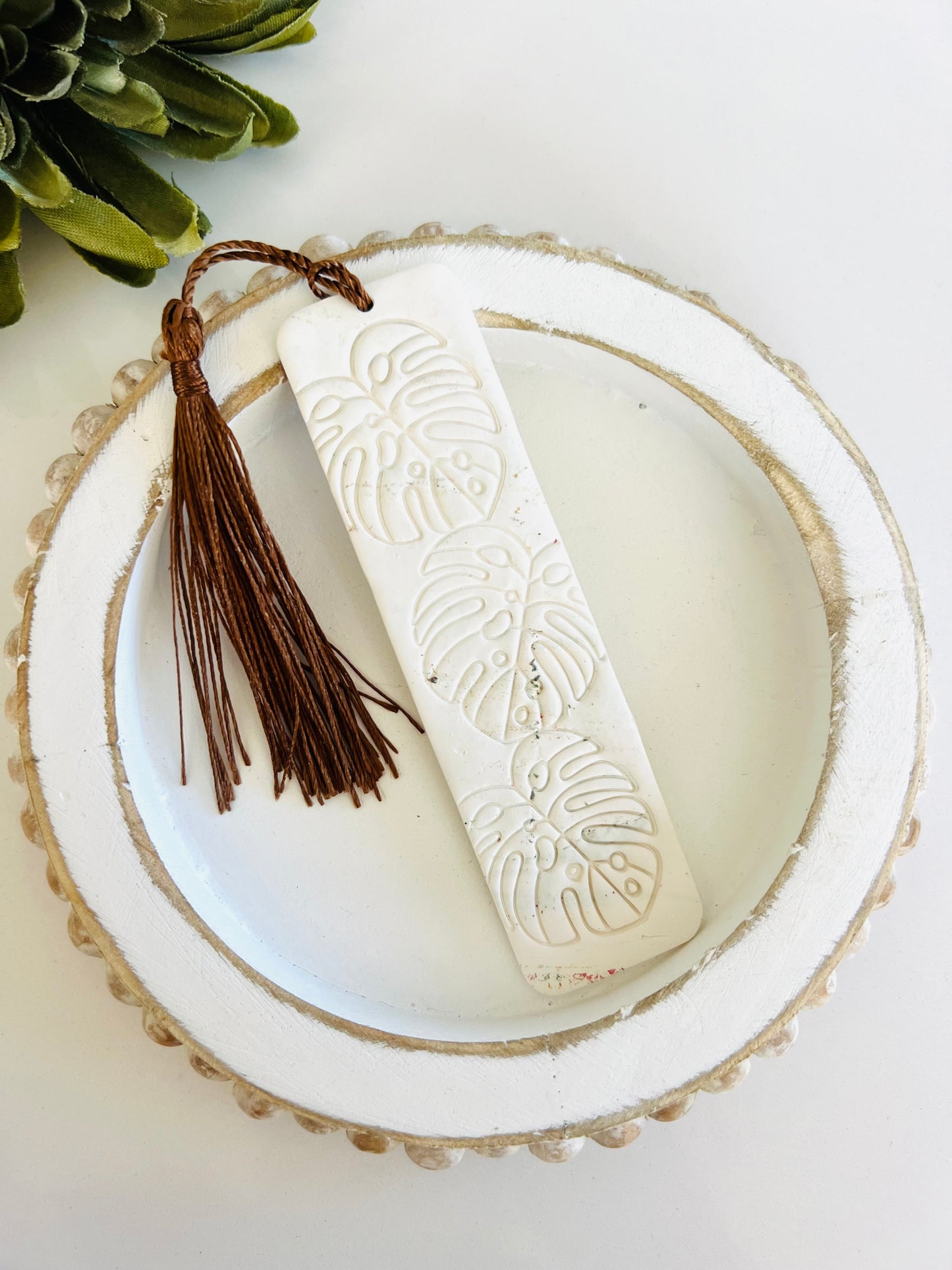 White Monstera Bookmark