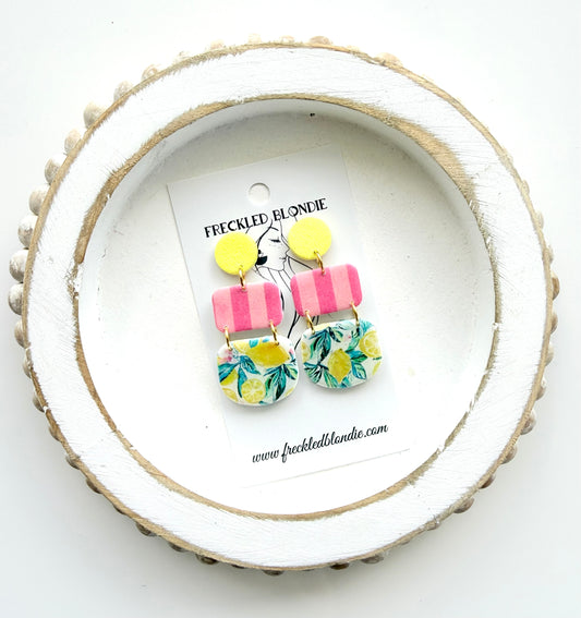 Lemon Blossom and Stripes Dangles