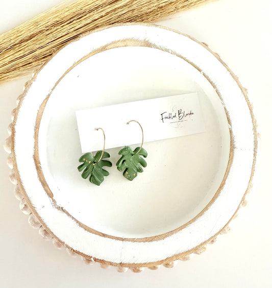 Mini Monstera Hoops
