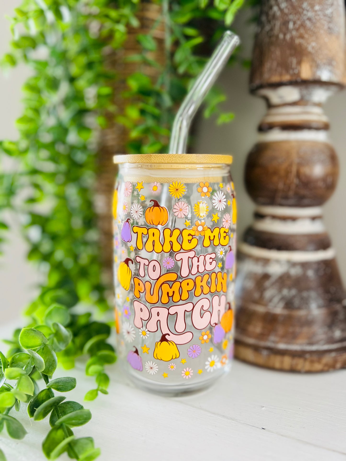 Pumpkin Patch Beer Can Glass