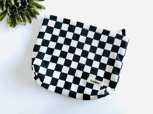 Black & White Checkered Cosmetic/organizer bag
