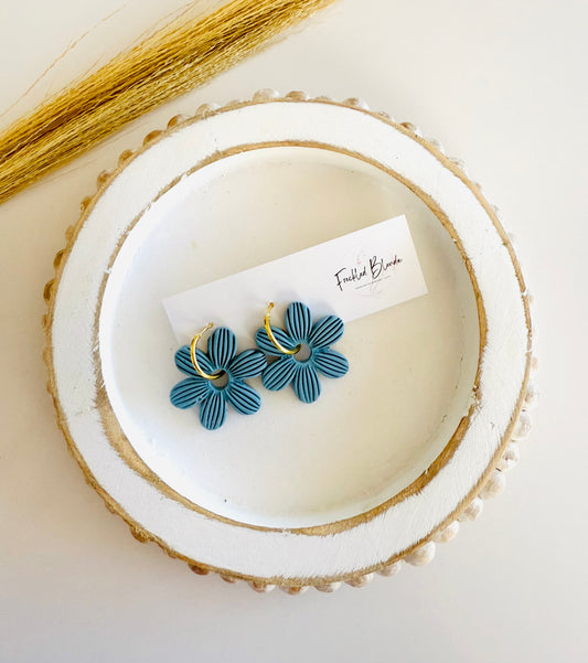 Textured Flower Clay Charms + Hoops