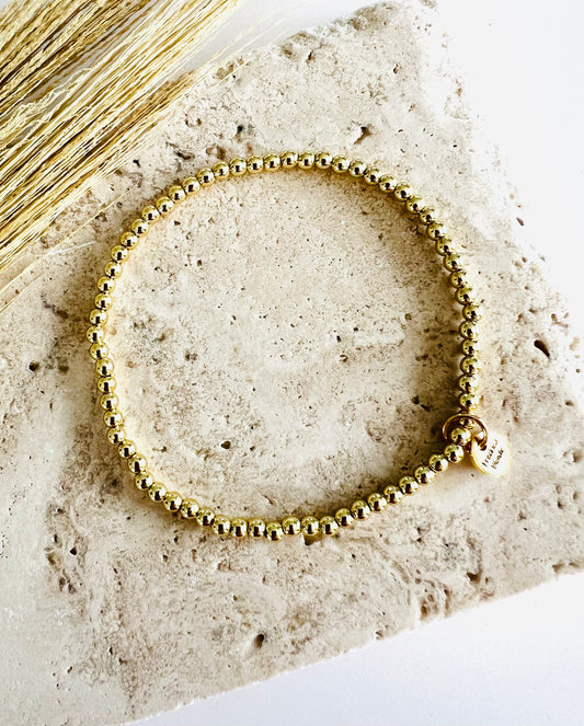 3mm Gold Beaded Bracelet