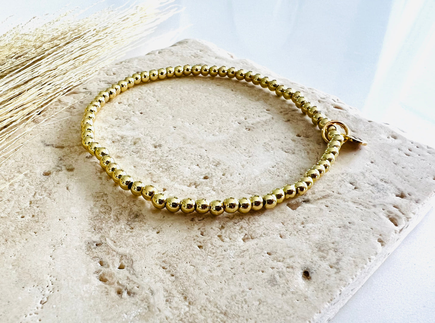 3mm Gold Beaded Bracelet