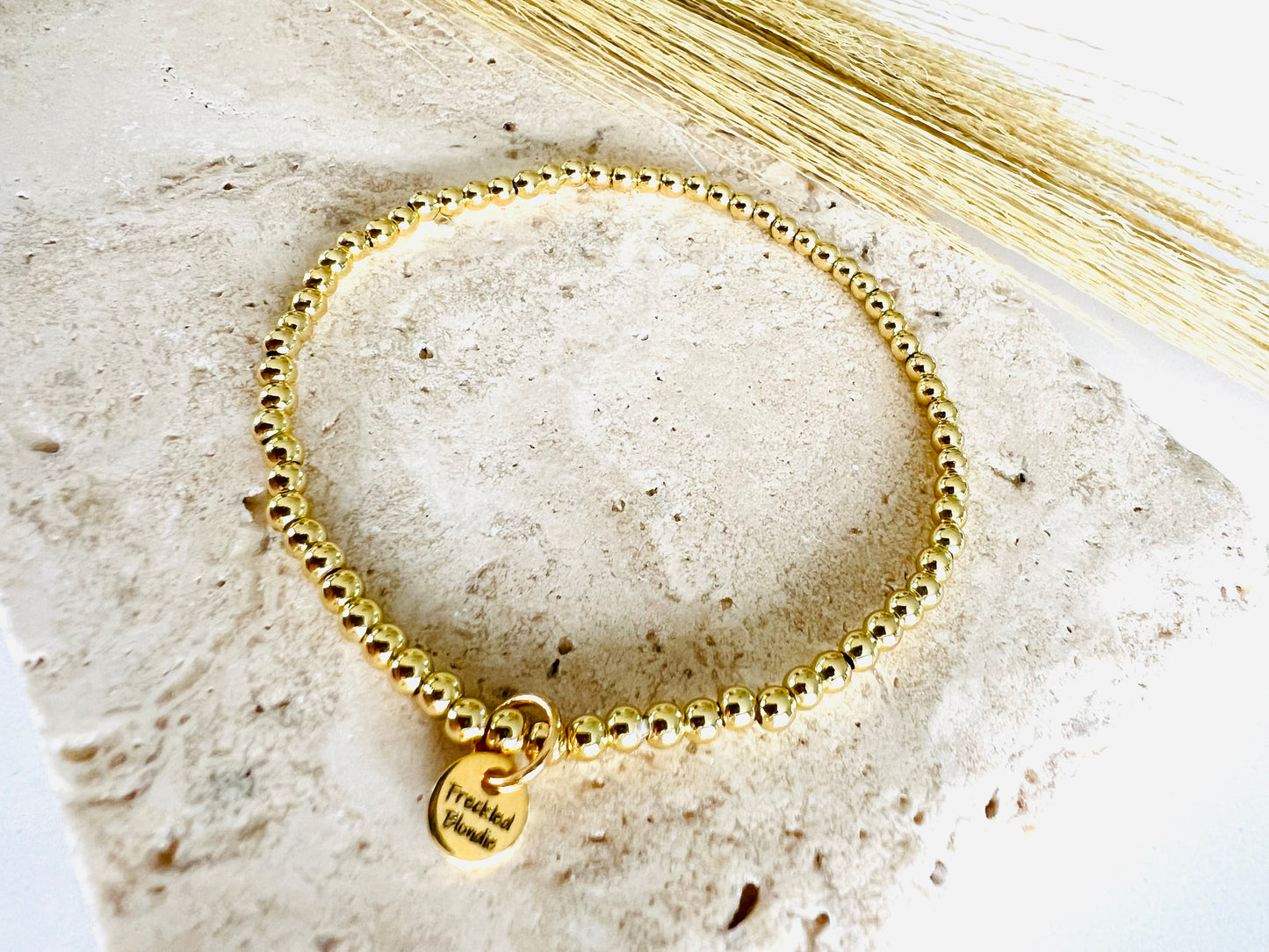 3mm Gold Beaded Bracelet