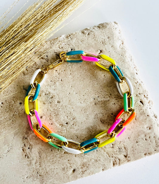 Chunky Rainbow Link Bracelet