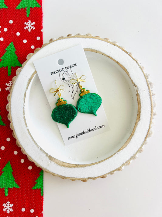 Green Glitter Ornament Dangles