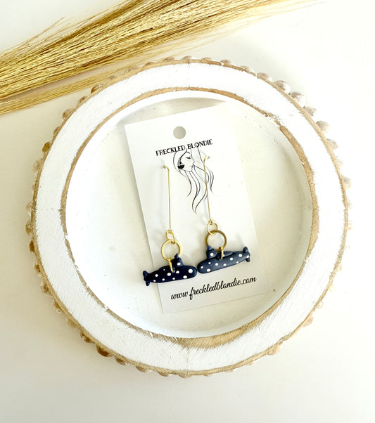 Navy Polka Dot Sub Dangles