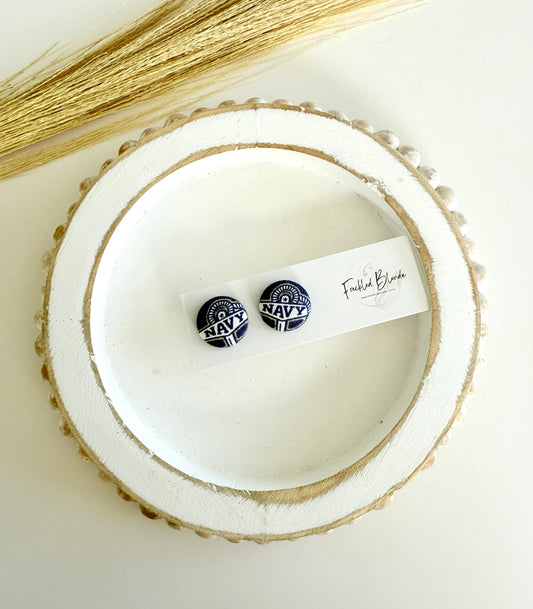 Navy Button Studs