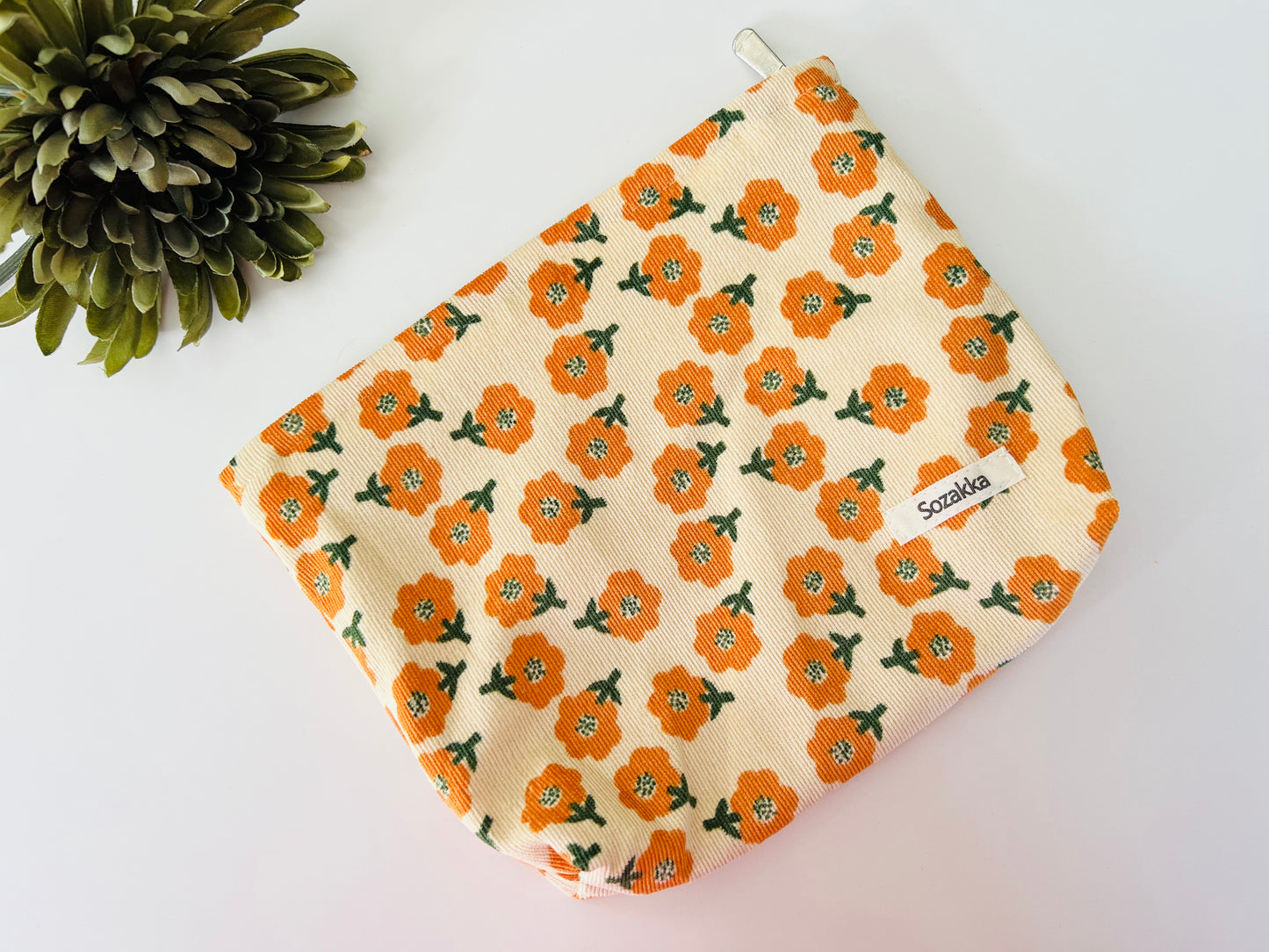 Orange Floral Cosmetic/Organizer Bag