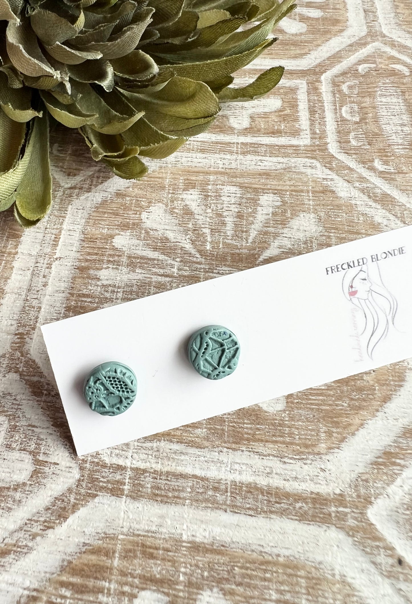 Teal Lace Studs